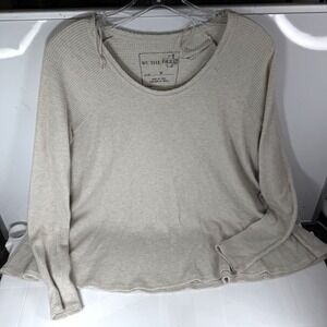We The Free Long Sleeve Thermal Knit Top Beige Size M
